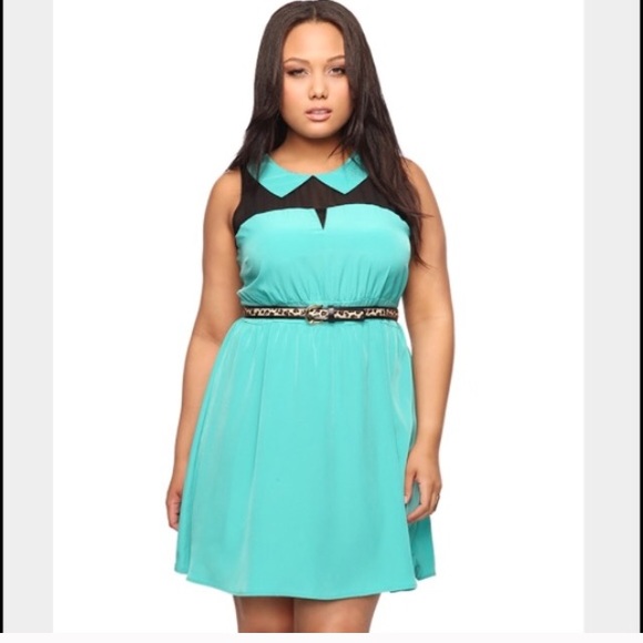 F21 plus teal dress
