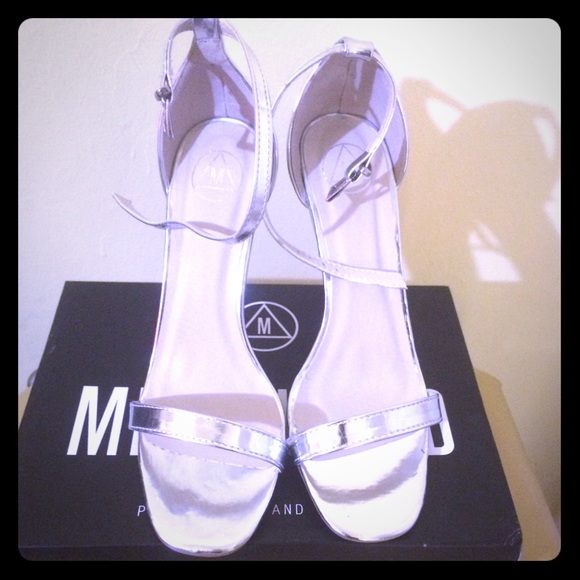 Silver heels missguided size 8
