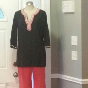 55% linen tunic top with design