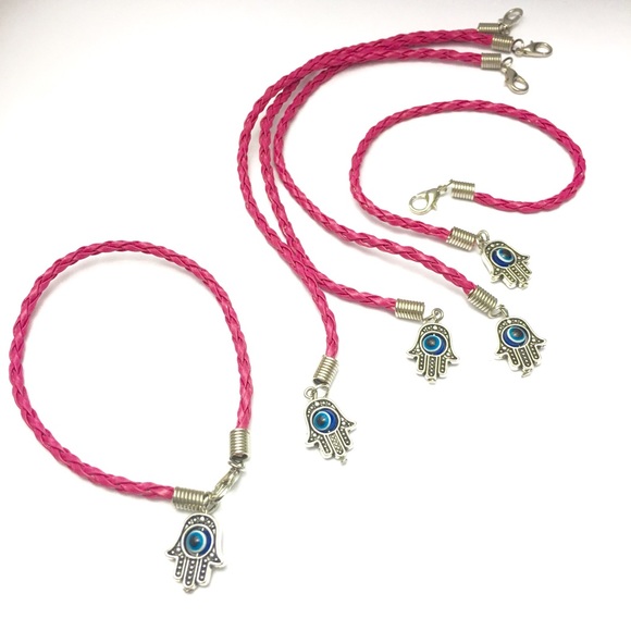 5 Pcs- MysticalHamsa/ Evil eye Leather Bracelet