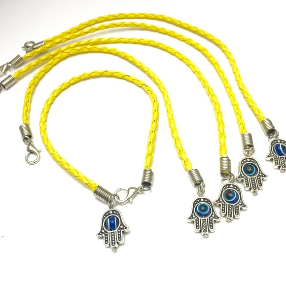 5 Pcs- Mystical Hamsa /Evil Eye Leather Bracelets