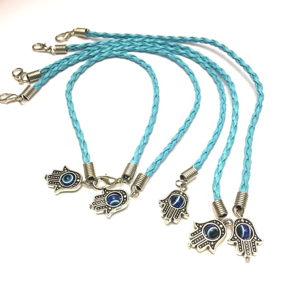 5 Pcs- Mystical Hamsa/ Evil Eye leather bracelets