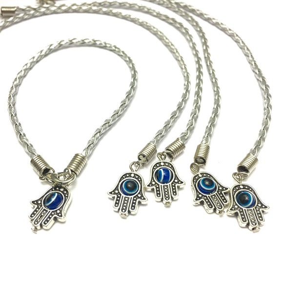 5 Pcs.- Mystical Hamsa /Evil Eye Leather Bracelets