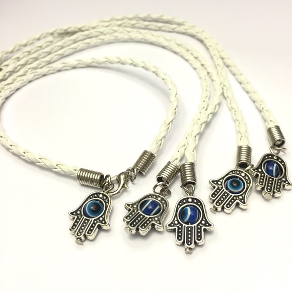 5 Pcs.- Mystical Hamsa/Evil Eye Leather Bracelets