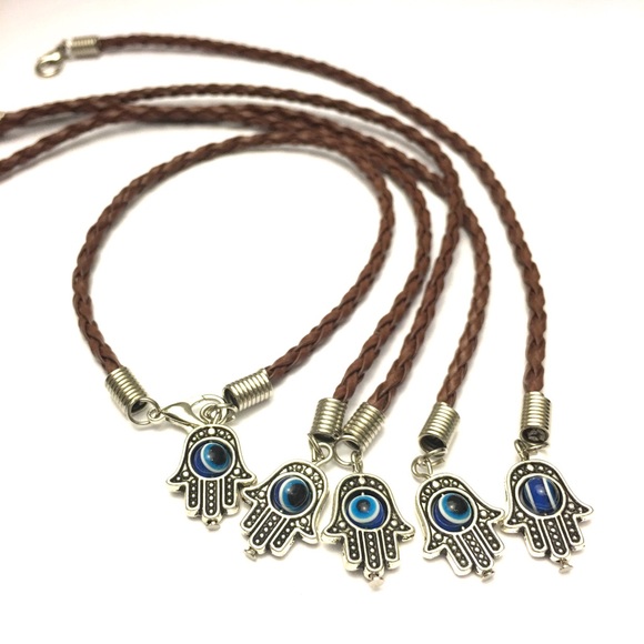 5 Pcs.- Mystical Hamsa/Evil Eye Leather Bracelets