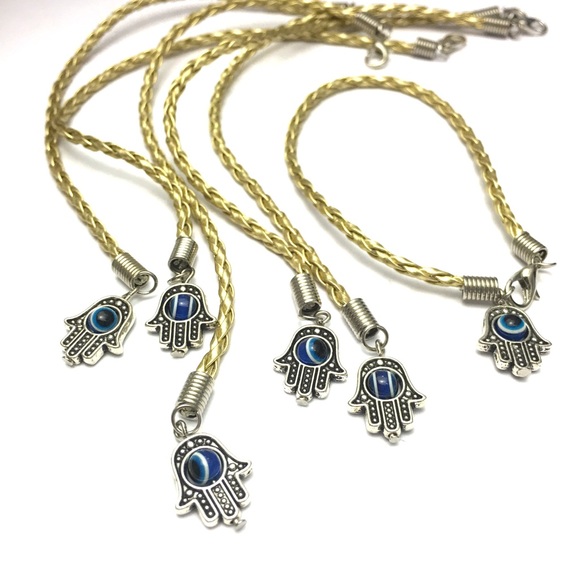 5 Pcs.- Mystical Hamsa/ Evil Eye Leather Bracelets