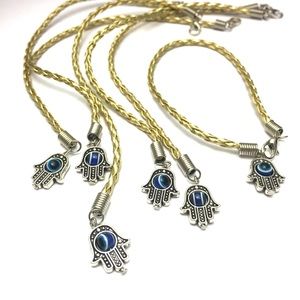 5 Pcs.- Mystical Hamsa/ Evil Eye Leather Bracelets