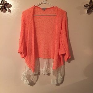 Neon Coral Lace Kimono