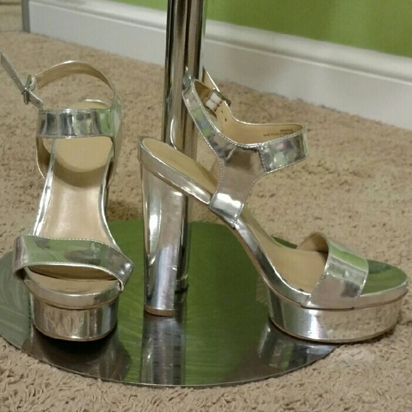 Silver platform heels