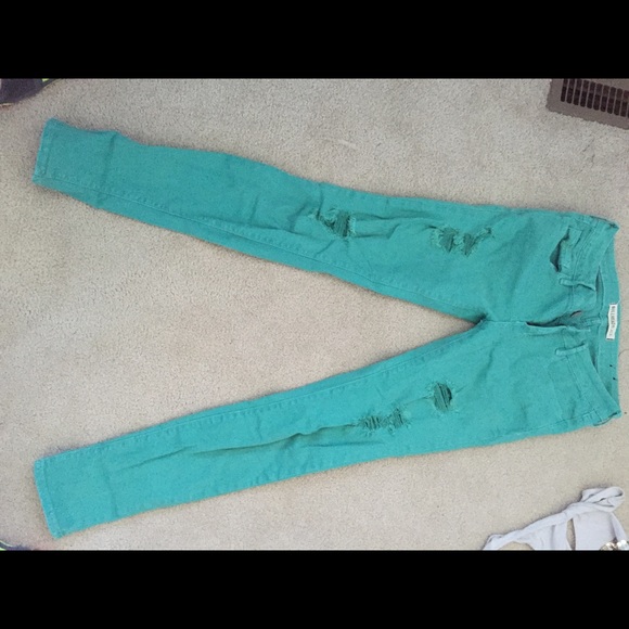 Turquoise skinny jeans