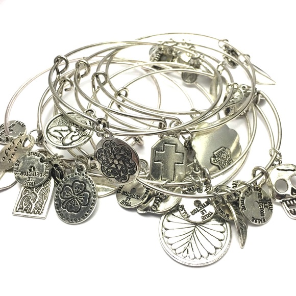 GET ALL 9 Pcs.- Silver Charm Adjustable Bangles
