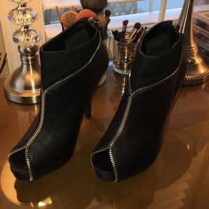 4 inch black zipper stilettos