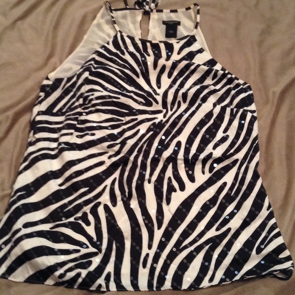 Ann Taylor Zebra Sequin Tank size 6