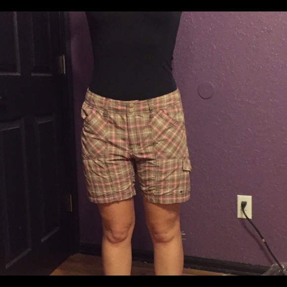 The North Face pink & brown hiking shorts