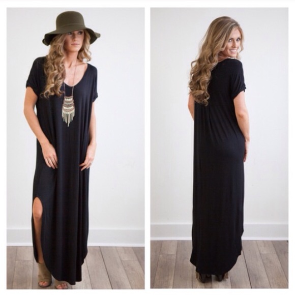 BLACK Boho Slouch Oversized Maxi Dress - Picture 3 of 3