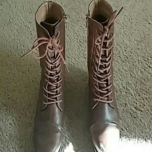 Brown faux leather boots