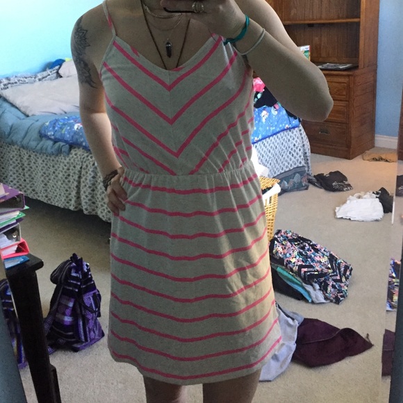 Pink striped flowy dress