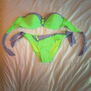 Lime green and stripped bikini