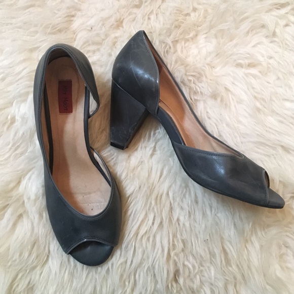 Blue Leather Miz Mooz Peep Toe Pumps