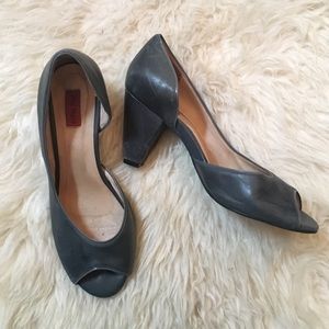 Blue Leather Miz Mooz Peep Toe Pumps