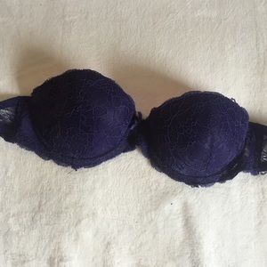 Navy Blue Padded Strapless Bra