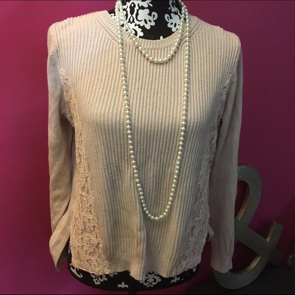 LOFT Blush Lace Sweater L