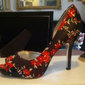 Floral print high heels