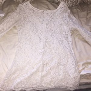White laced long sleeve top