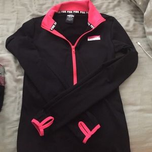 PINK black& hot pink work out material sweatshirt