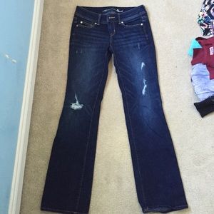 Dark jeans- semi flared