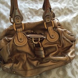 Authentic Chloe Paddington Metallic Gold Lg