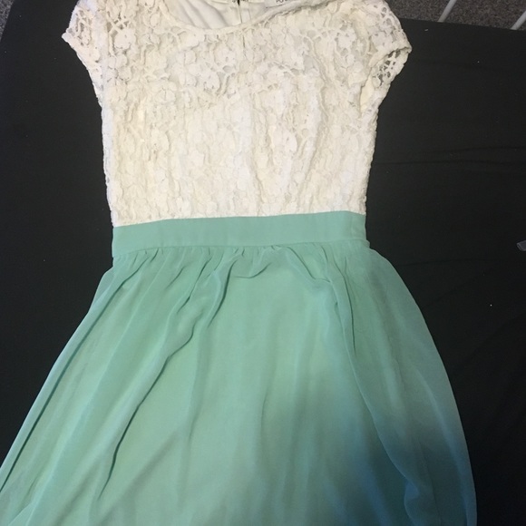 Pastel green and white lace dress
