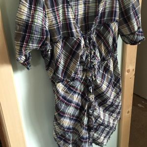 BKE plaid baby doll top