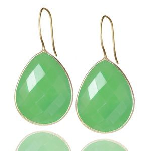 Anthropologie Green Chalcedony Earrings