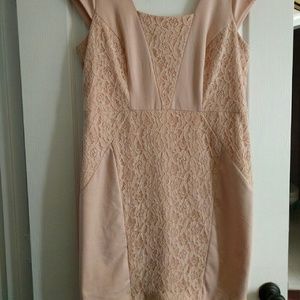 Peach lace tailored dress