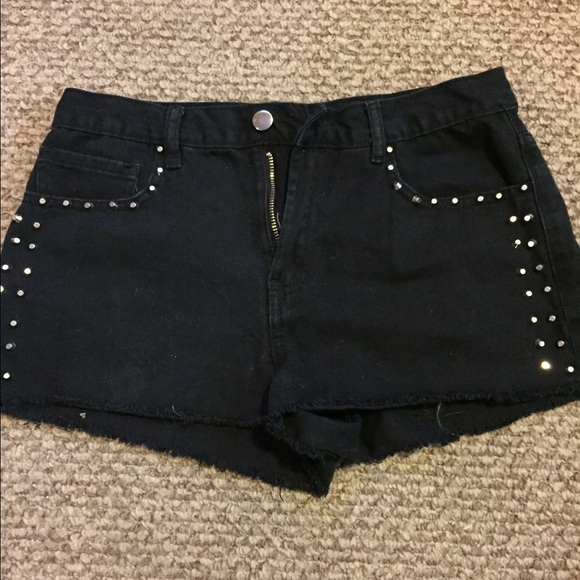 Black denim shorts