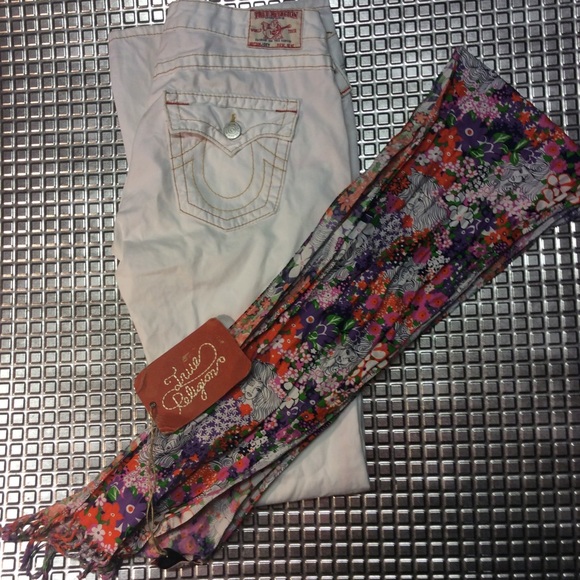 True Religion Pants - White true religion bootcut pants
