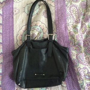 b makowski black leather tote