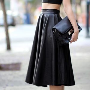 Faux Leather full midi skirt Zara black NWT Size S