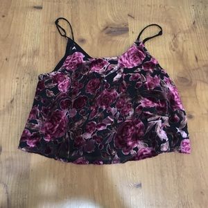 Cropped velvet detailing tank top