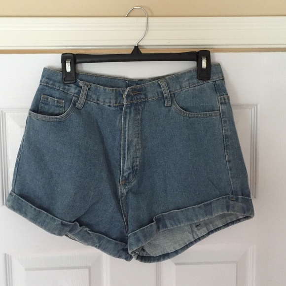 High Waisted Cuffed Denim Shorts