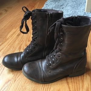 Brown combat boots