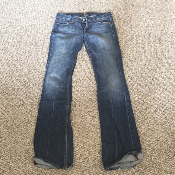 7 for all mankind wide cut dark wash jeans