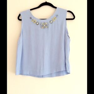 TopShop Baby Blue Beaded Top