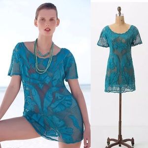 Lilka Anthropologie black mesh cover up blouse