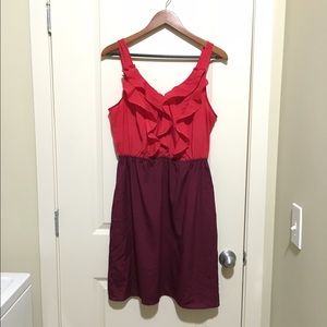 Mossino hot pink & Cabernet ruffle dress size M