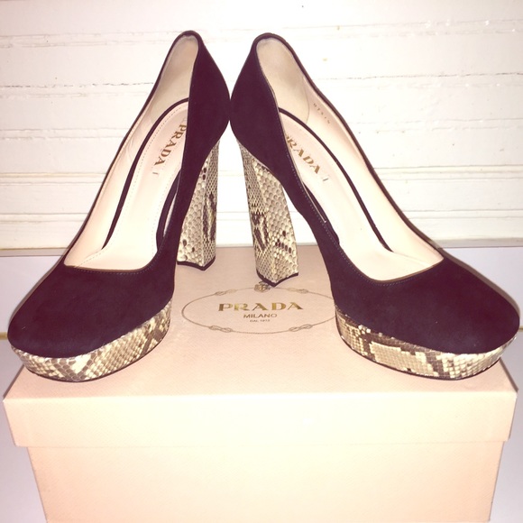 PRADA Python and black suede shoes.