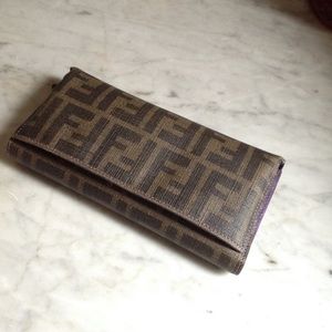 OBO Authentic FENDI Zucca purple lined wallet