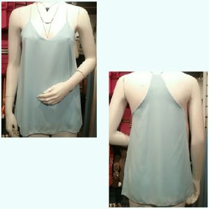 Bubble Blue Solid Racer Back Tank