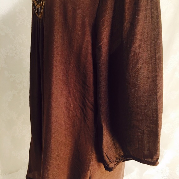 Brown blouse with embroidery. FINAL CLEARANCE - Picture 3 of 4